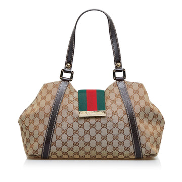 GUCCI GG Canvas New Ladies Web Tote Tote Bag