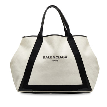 BALENCIAGA Navy Cabas M Canvas Tote Bag