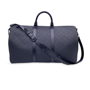 Louis Vuitton Boston Bag Monogram Shadow Keepall Bandouliere 50 Men's  M44810 Black Leather