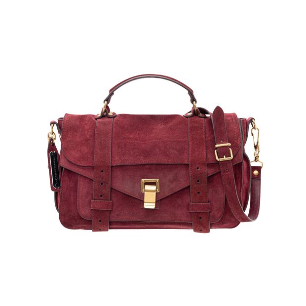 PROENZA SCHOULER Ps1 Suede Burgundy Satchel