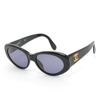 Chanel Gold CC Logo Oval Black Sunglasses