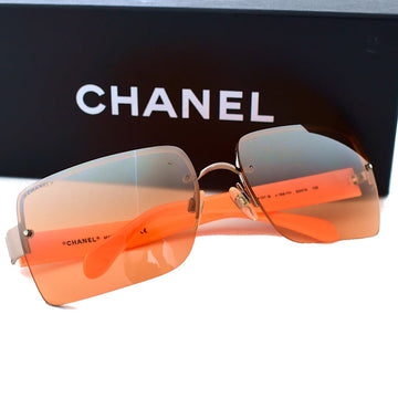 Chanel Orange Silver CC Logo Rimless 4107-B Sunglasses