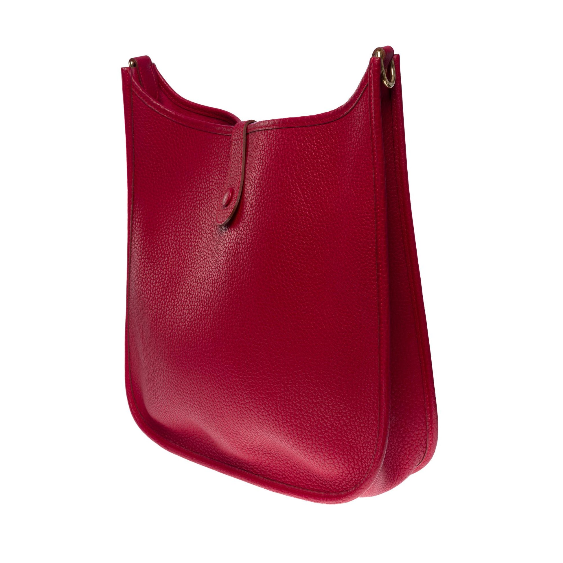 Hermès Evelyne shoulder bag 33 in togo red-101161 Leather ref.881205 - Joli  Closet