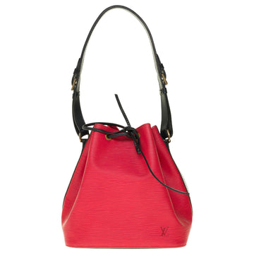 LOUIS VUITTON Noe PM shoulder bag in red & black epi leather, gold hardware