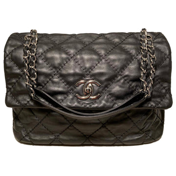 CHANEL Black Leather Ultimate Stitch Classic Flap Shoulder Bag