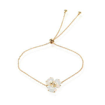 Quartz Diamond Flower Bracelet in 18K Rose Gold 0.02 CTW