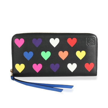 LOEWE Multicolor Hearts Leather Zip-Around Wallet