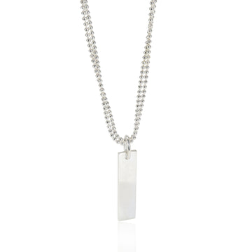 GUCCI Tag Pendant on Double Bead Chain in Sterling Silver