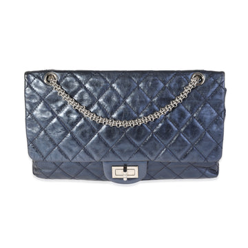 CHANEL Metallic Blue Quilted Aged Calfskin Reissue 2.55 227 Double Flap Bag