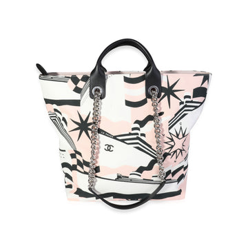 CHANEL Black, Pink, & White Canvas La Pausa Shopping Tote