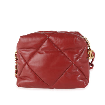 CHANEL Red Quilted Lambskin Bowling Crossbody Bag