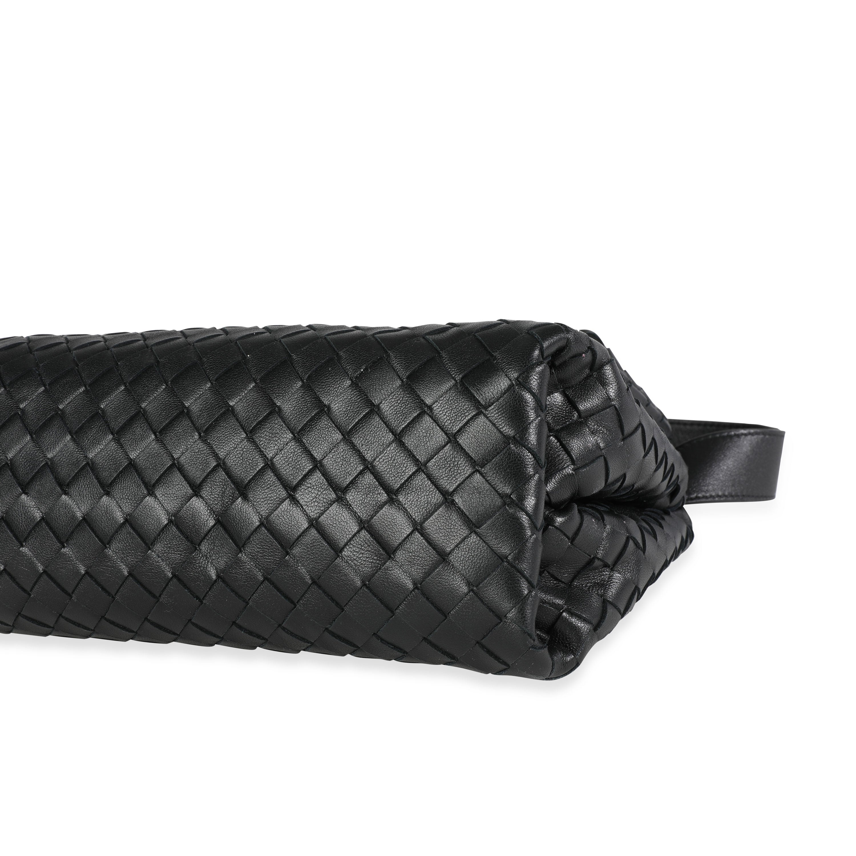 BOTTEGA VENETA Black Intrecciato Leather Fold Crossbody Bag