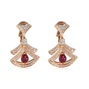 BVLGARI Divas' Dream Openwork Ruby & Diamond Earrings in 18k Rose Gold 1.48 Ctw