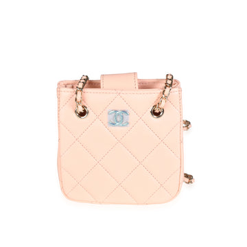 CHANEL Pink Quilted Lambskin Tiny Shopping Bag