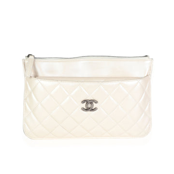 CHANEL Ivory Quilted Lambskin Bag In A Bag