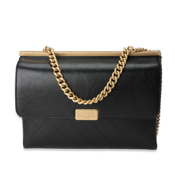 CHANEL Black Quilted Calfskin Chain Handle Shopping Bag