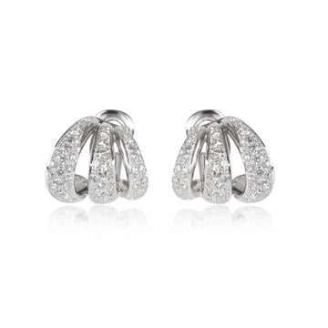 Pave Diamond  Triple Hoop Earrings in 18k White Gold 1.68 CTW