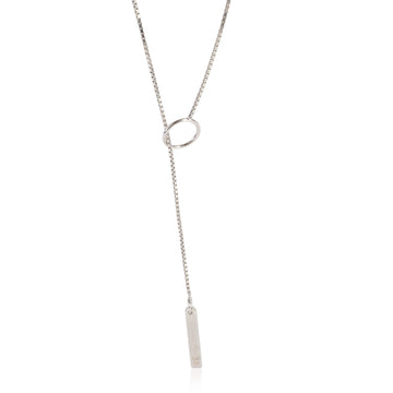 GUCCI Logo Lariat Pendant in 18K White Gold