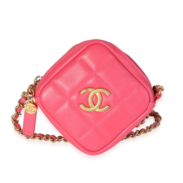 CHANEL Hot Pink Quilted Lambskin Diamond Crossbody Bag