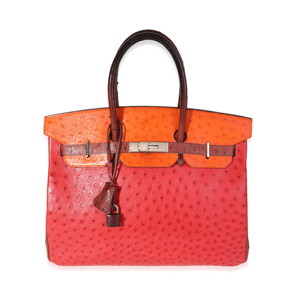 Hermes Birkin 30 Exotic Tangerine Orange Ostrich PHW Handbag in Box