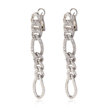 Pave Diamond Figaro Link Drop Earrings in 18k White Gold 2.00 CTW