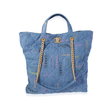 CHANEL Blue & Multicolor Quilted Denim Mood Shopping Tote