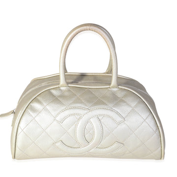 CHANEL Metallic Quilted Caviar Timeless Bowling Bag