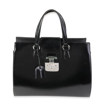 GUCCI Black Smooth Leather Lady Lock Tote