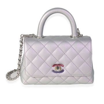 CHANEL Iridescent Quilted Caviar Extra Mini Coco Top Handle