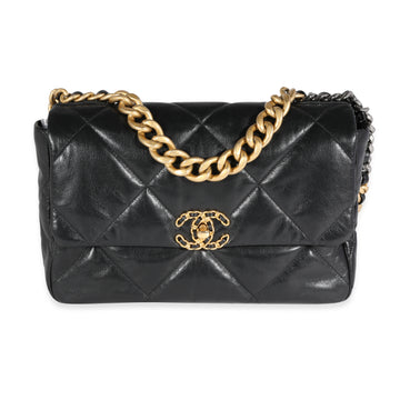 CHANEL Black Quilted Lambskin 19 Large Flap Bag