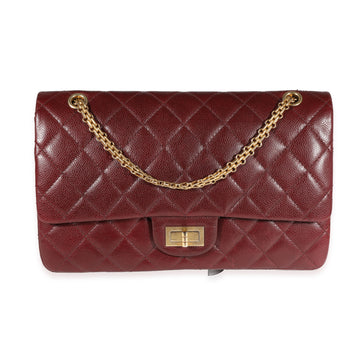 CHANEL Burgundy Quilted Caviar Reissue 2.55 227 Double Flap Bag