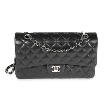 CHANEL Black Quilted Lambskin Medium Classic Double Flap Bag