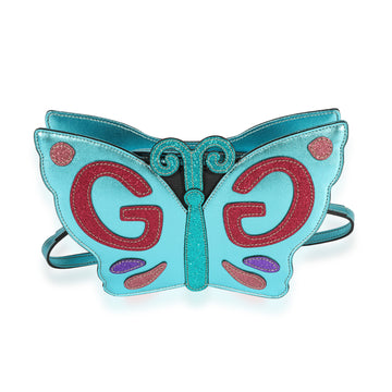 GUCCI Kid's Metallic Blue Glitter Butterfly Bag