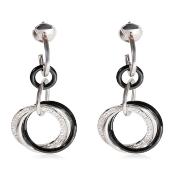 CARTIER Trinity Diamond Earrings in 18K White Gold/Ceramic 0.19 CTW