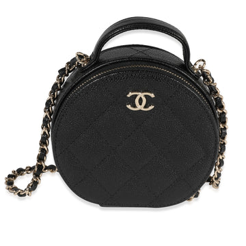 CHANEL Black Quilted Caviar Handle With Care Vanity Bag