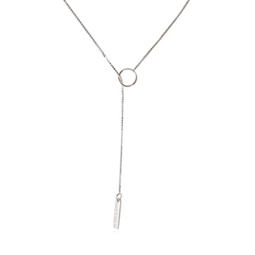 GUCCI Logo Lariat Chain Bar Necklace in 18K White Gold