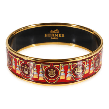 HERMES Plated Wide Enamel Bracelet with Harps & Tassels 18mm [62MM]