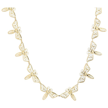 French 1900s 18 Karat Yellow Gold Butterflies Necklace