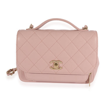 CHANEL Light Pink Quilted Caviar Small Business Affinity Flap Bag