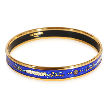HERMES Plated Bracelet with Blue & Gold Enamel, 9mm [62MM]