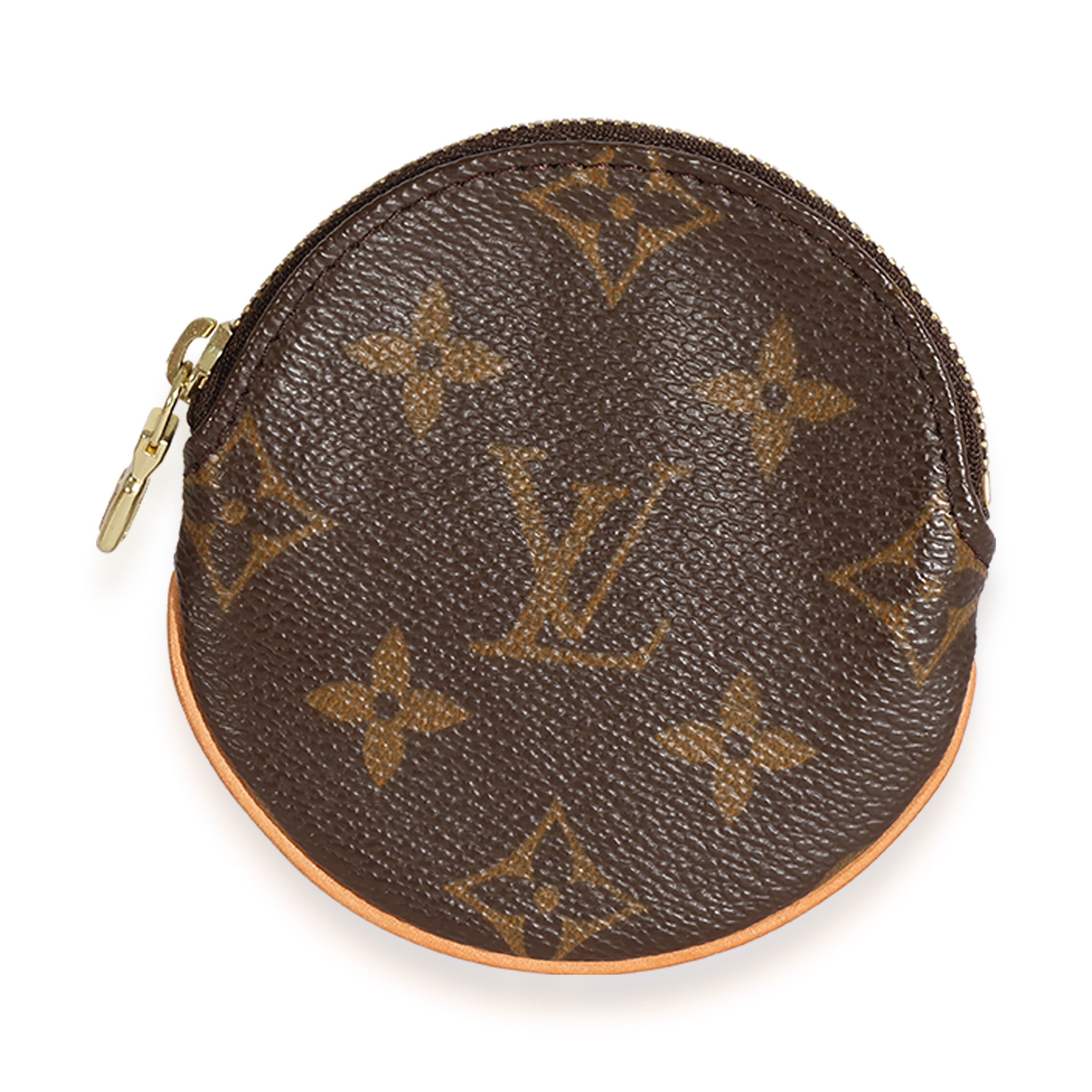 Monogram Round Coin Purse in Raffia Crochet and Smooth Leather – COSETTE