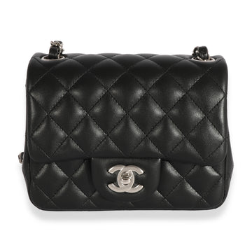 CHANEL Black Quilted Lambskin Mini Square Classic Flap Bag