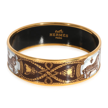 HERMES Plated Brown Enamel Grand Apparat Wide Bracelet [67MM]