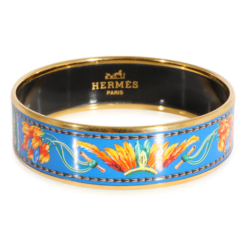 HERMES Plated Enamel Brazil Design Blue & Orange Colorways Bracelet [62MM]