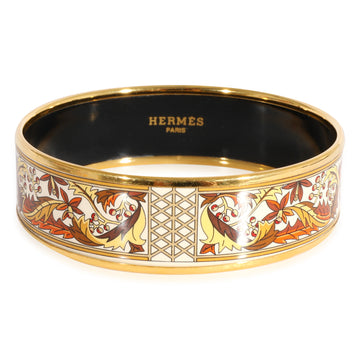 HERMES Plated Enamel Bracelet with Scrolling Leaves & Berry Clusters [62mm]
