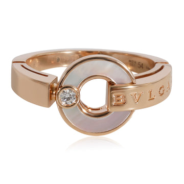 BVLGARI Mother Of Pearl Diamond Ring in 18k Rose Gold 0.04 ctw