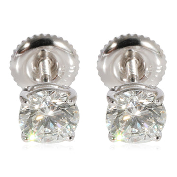 Round Diamond Stud Earrings in 14k White Gold 1 CTW