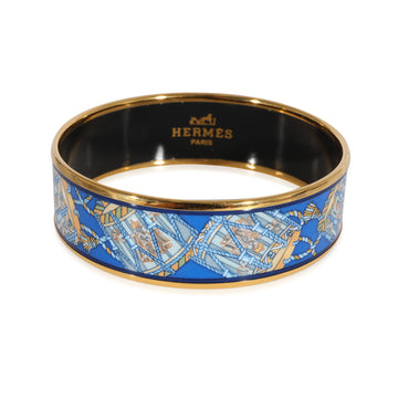 HERMES Plated Cobalt Blue Les Tambours Enamel Bracelet [62mm]