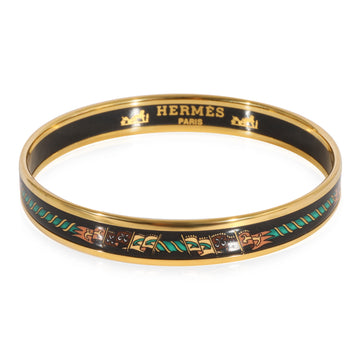 HERMES Plated Enamel Narrow Bangle with Flags [62mm]