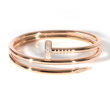 CARTIER Juste Un Clou Diamond Double Bracelet in 18k Rose Gold 0.51 CTW